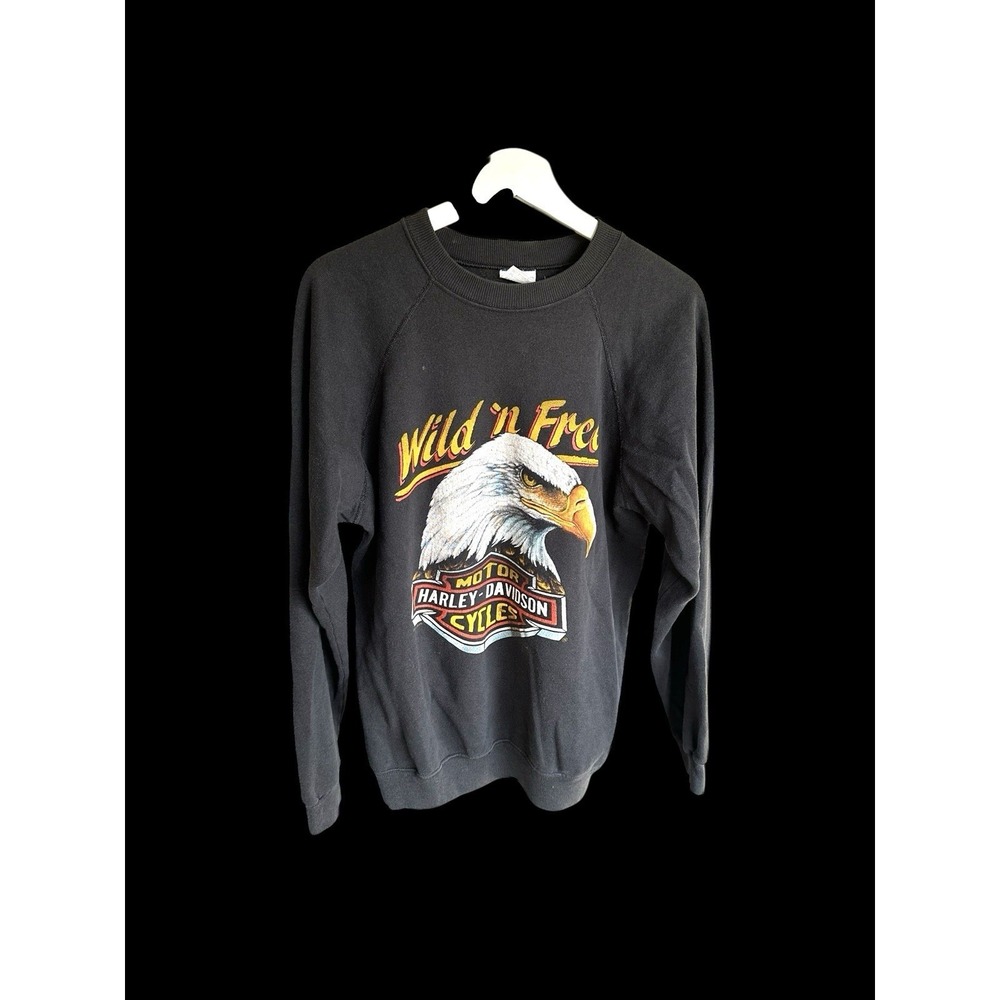 1985 Vintage Harley Davidson‎ Motorcycles Wild N Free Sweatshirt Sz Large Faded